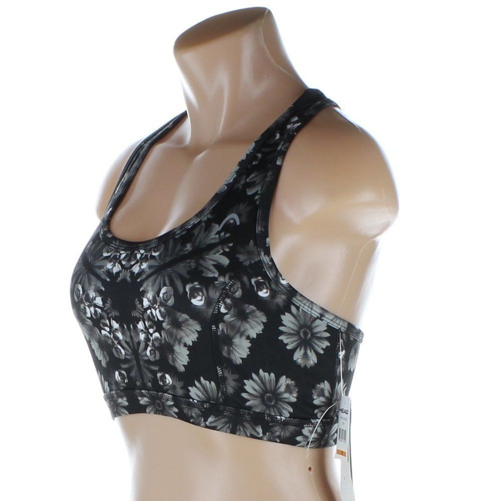 HEAD Intimates Black Floral Medium Impact Sports Bra - Size Medium NWT - Picture 3 of 10